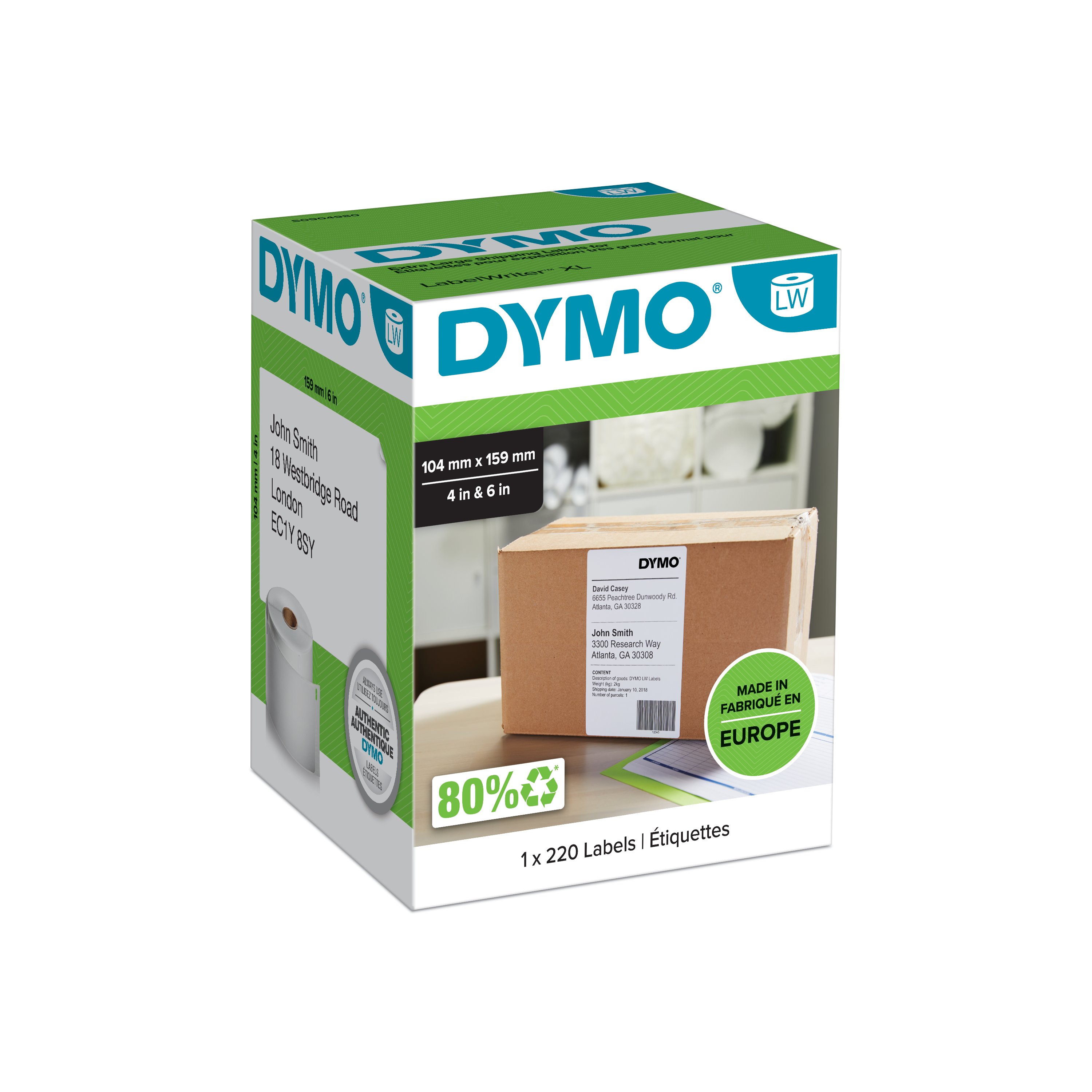 DYMO LabelWriter™ 4XL Ekstra Geniş Sevkiyat Etiketi, 220 etiket/paket